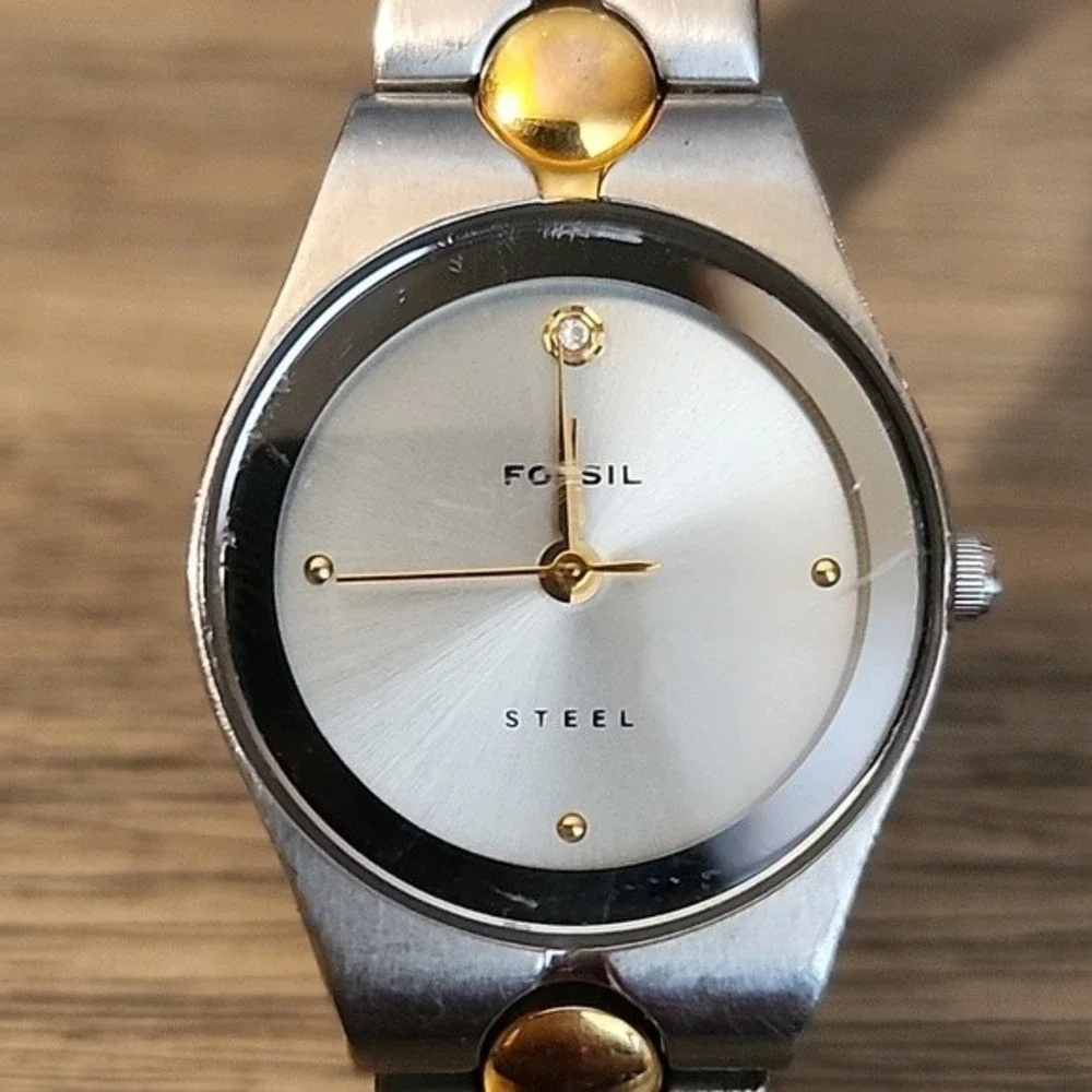 Fossil Women's Stainless Steel with and Silver & Goldtone Clasp Link Band Watch